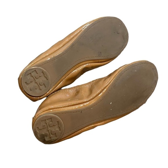 Tory Burch Eddie Ballet Flats Royal Tan Patent Leather Slip On Neutral Size 7 - Picture 6 of 12